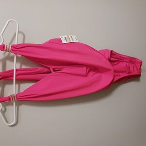 Vibrant Pink Jumpsuit with Tapered Ankle Design